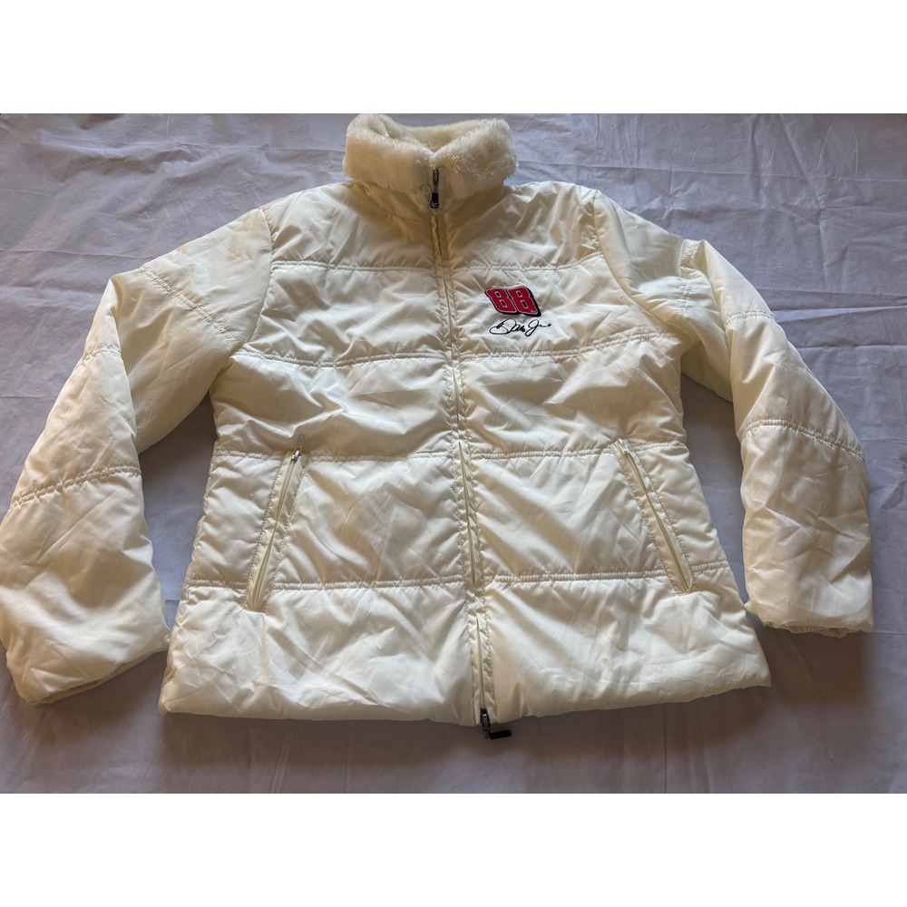 Chase Authentics NASCAR Jacket Women XL Ivory Good Dale Earnhardt Jr 88 Puffer